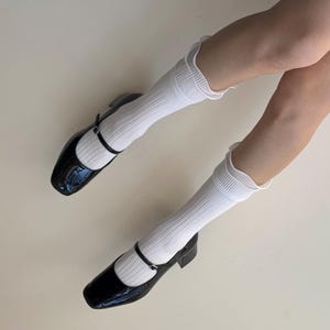 White Cotton Ruffle Lace Socks | Wedding Socks, Short Boot Socks, Slouchy Girly Lace Cuff Socks for Ladies |Feminine Clean Girl School Socks