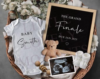 Neutral Digital Pregnancy Announcement, Customisable - The Grand Finale