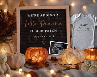 Halloween Digital Pregnancy Announcement, Customisable - We’re Adding A Little Pumpkin To Our Patch