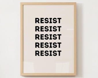 Resistance Signage Resist Protest Sign: Large Printable Poster (17x11 & 24x18 Digital ...