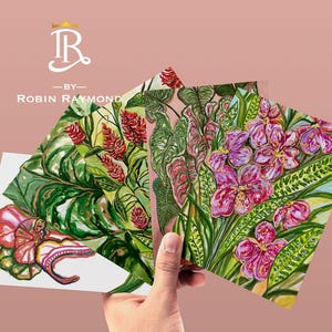 Tarjetas con notas en el jardín: juego de cinco