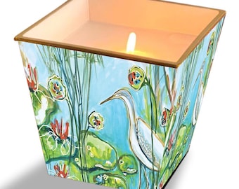 Heron and Water Lilies Candle