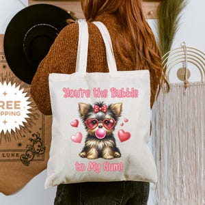 Cute Yorkshire Terrier Tote |  Yorkie Mom Tote |  Dog Mom Book Bag | Dog Mom Gift | Reusable Grocery Bag |