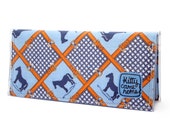 Bi-fold Clutch -  Horses and belt buckles grid vintage fabric