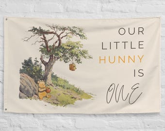 Winnie the Pooh 1st Birthday Banner: Neutral Hunny Bear Party Decor