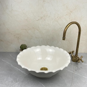 Classic White Ceramic Bathroom Vessel Sink – Durable and Chic Design