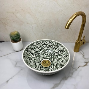 Custom Green Ceramic Vessel Sink – Modern QWASS Design Bathroom Countertop Basin for Vanity or Washbasin Setup
