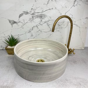 Luxury Marble-Effect Ceramic Vessel Sink – unicaart by Rabab Handcrafted Bathroom Basin