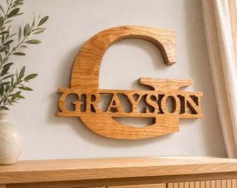 Personalized Wooden Name Sign | Custom Initial Wall Decor | Nursery Name Sign | Farmhouse Kids Room Decor | Custom Wood Sign