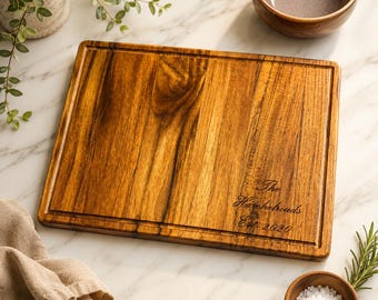 Personalized Engraved Wood Cutting Board, Custom Kitchen Gift, Wedding Anniversary Housewarming