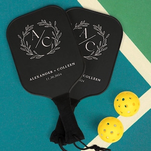 Custom Pickleball Paddle Set, Wedding gift, Personalized Pickleball Set with Carry Case, Wedding Date, Engagement Gift, Couple Gifts image 1