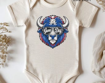 Vintage Buffalo Mascot Game Day Shirt, Retro Sports Graphic Football Fan Apparel, Baby Toddler Youth Adult Family Matching Shirts and Onesie