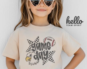 Vintage Eagle Mascot Football Game Day Shirt, Baby Onesie Toddler Youth Adult Matching Family Tee, School Spirit Tailgate Apparel HTS011