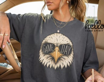 Vintage Eagle Mascot Game Day Shirt, Eagle Football Long Sleeve, School Spirit Tee, Adult Youth Sweatshirt, Tailgate Party Wear HTS010