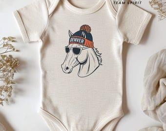 Denver Football Baby Bodysuit - Retro Broncos Football Toddler Shirt