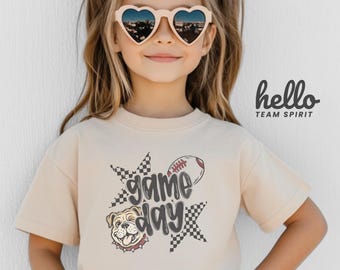 Game Day Bulldog Mascot Shirt, School Spirit Football Tee, Baby Onesie Toddler Youth Adult Tshirt Matching Game Day Outfit HTS004