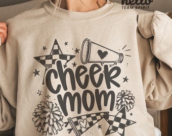 Cheer Mom Game Day Shirt, Football Mom Crewneck Sweatshirt, Cheerleader Mom Tee Adult Long Sleeve HTS007