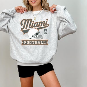 Miami Football Retro College Crewneck, Vintage Style Football Sweatshirt, Game Day Apparel, College Gift for Football Fan