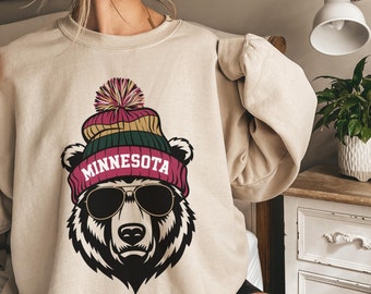 Minnesota Hockey Sweatshirt, MN Shirt, Wild Sweatshirt, Minnesota Hockey Fan, Minnesota Mascot Wild Sweatshirt, Retro Minnesota Ice Hockey