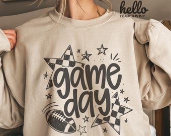Vintage Game Day Shirt, Football Season Sweatshirt, Retro Sports Long Sleeve, Adult Youth School Spirit Crewneck, Tailgate Party Tee HTS012