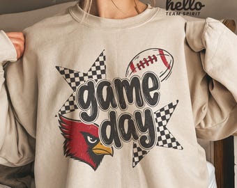 Vintage Cardinal Game Day Sweatshirt, School Spirit Shirt, Retro Football Mascot Tee, Adult Long Sleeve Youth Sweatshirt HTS006