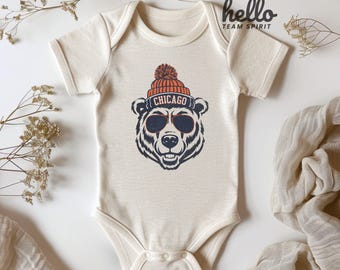 Cute Chicago Onesie, Football Toddler Bear Shirt, Kid Game Day T-Shirt, Funny Chicago Tee, Infant Bear Bodysuit, Football Baby Bear Apparel