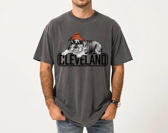 Cleveland Comfort Colors Tshirt, Retro Cleveland Brown Football Shirt, Cleveland Fan Gift, Sunday Football, Bulldog Mascot Team Spirit Shirt