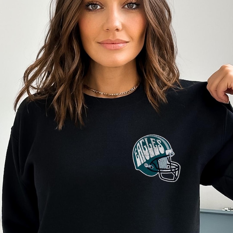 Philly Football Sweatshirt, Vintage Philadelphia Game Day Crewneck, Midnight Green Sunday Football Shirt, Philly Fan Gift for Her zdjęcie 4