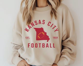 Kansas City Football Sweatshirt, Wolf Mascot Sweater, Trendy Kansas City Fan Shirts, Football Crewneck, Kansas City Hoodie, Game Day
