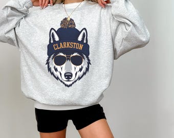 Clarkston Michigan Sweatshirt, Wolves Mascot Team Spirit Sweater