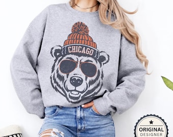 Vintage Chicago Football Sweatshirt, Trendy Chicago Football Fan Gifts, Chicago Football Game Day, Chicago Crewneck Sweatshirt