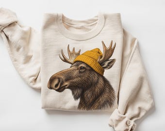 Moose Comfort Colors Shirt, moose crewneck Cute Vintage Wildlife Sweatshirt Chill Animal Lover Gift Unique Cabin Vibe Graphic HTS505