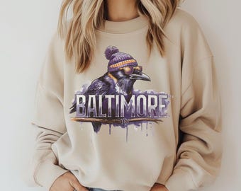 vintage sweat-shirt de football Baltimore, col rond Baltimore Maryland, pull Game Day, maillot de football du dimanche, pull de fan de Baltimore