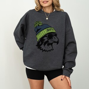 Seattle Football Vintage Sweatshirt T-Shirt,Seattle Seahawk Football Sweatshirt, Seahawk Fan Gift, Retro Seattle Football Shirt Dark Heather