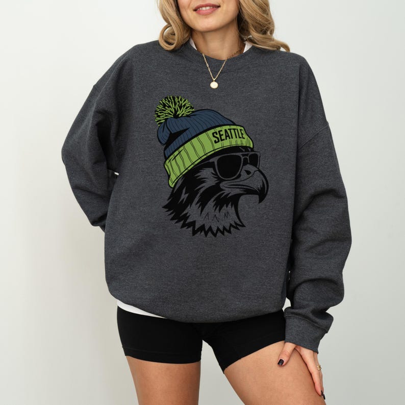 Seattle Football Vintage Sweatshirt T-Shirt,Seattle Seahawk Football Sweatshirt, Seahawk Fan Gift, Retro Seattle Football Shirt Dark Heather