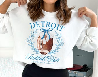 Detroit Football Comfort Colors Coquette Bow T-Shirt, Detroit Football Tee, Detroit Football Shirt,Detroit Sweater,Sunday Football