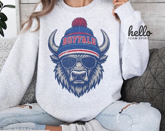 Buffalo Football Crewneck Sweatshirt, Unisex Buffalo Sweatshirt, Football Fan Gear, Trendy Sports Apparel