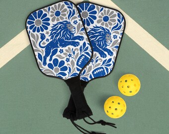 Detroit Football Pickleball Paddle | Pickleball Kit | Lion Mascot School Spirit Football Game Day Pickleball Paddles Gift for Mom