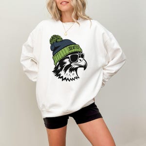 Seattle Football Vintage Sweatshirt T-Shirt,Seattle Seahawk Football Sweatshirt, Seahawk Fan Gift, Retro Seattle Football Shirt White