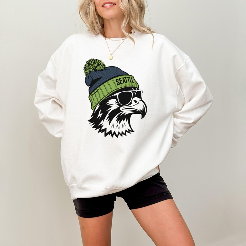 Seattle Football Vintage Sweatshirt T-Shirt,Seattle Seahawk Football Sweatshirt, Seahawk Fan Gift, Retro Seattle Football Shirt White