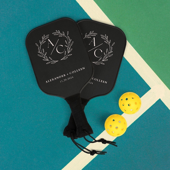 Custom Pickleball Paddle Set, Wedding gift, Personalized Pickleball Set with Carry Case, Wedding Date, Engagement Gift, Couple Gifts