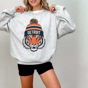 Vintage Detroit Baseball Crewneck Sweatshirt, Tiger Sweatshirt, Retro Detroit Baseball Sweatshirt, Detroit Fan Gift, Tiger Mascot Shirt