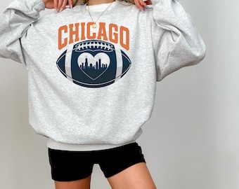 Vintage Chicago Football Sweatshirt, Trendy Chicago Football Fan Gifts, Chicago Football Game Day, Chicago Crewneck Sweatshirt