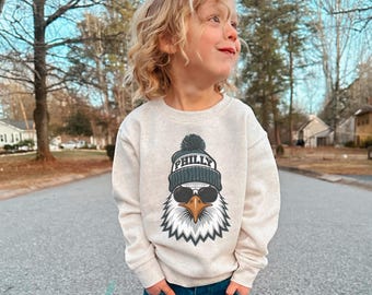 Toddler Philly Sweatshirt, Philadelphia Football Sweatshirt, Kid's School Eagle Mascot Sweatshirt