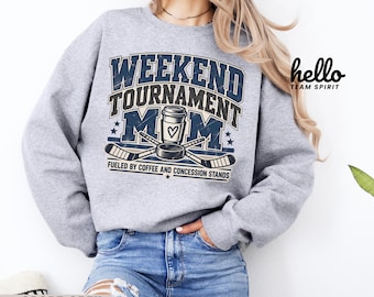 Weekend Tournament Hockey Mom Sweatshirt Funny Coffee Fueled Ice Rink Game Day Comfort Colors Shirt Vintage Sports Apparel HTS511