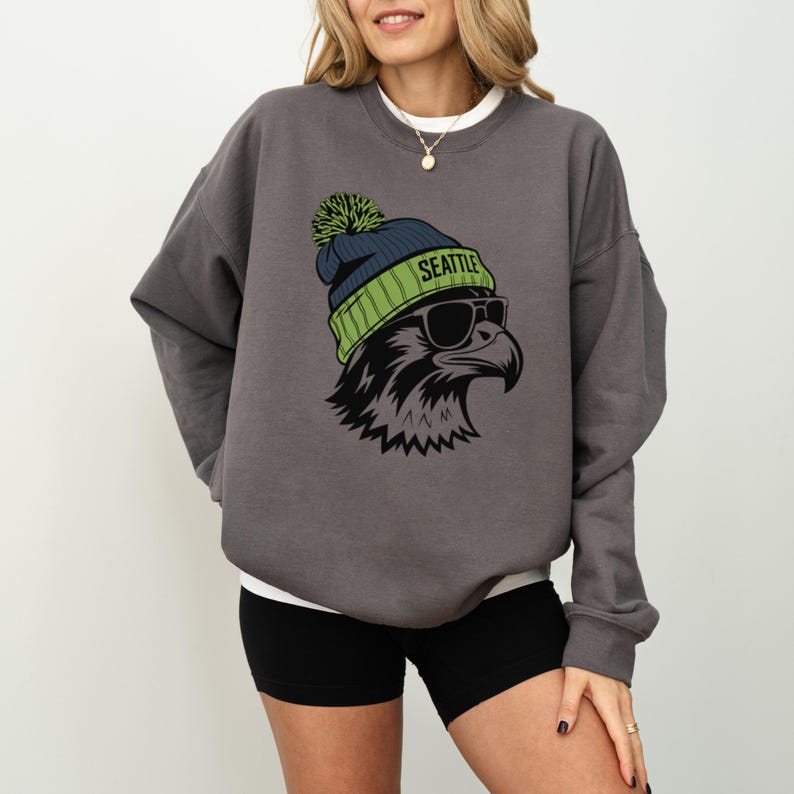 Seattle Football Vintage Sweatshirt T-Shirt,Seattle Seahawk Football Sweatshirt, Seahawk Fan Gift, Retro Seattle Football Shirt Charcoal