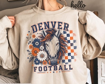 Vintage Denver Football Sweatshirt, Game Day Crewneck, Denver Fan, Denver Football T-Shirt, Sunday Football Tshirt, Bronco Shirt HTS096