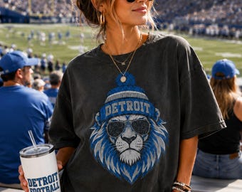 Detroit Football Comfort Colors T-Shirt, Detroit Football Tee, Detroit Football Shirt, Lion Mascot Tee, Sunday Football HTS105