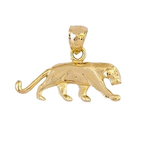 14K Yellow Gold Panther, Big Cat Pendant