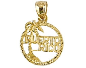 14k Yellow Gold Puerto Rico Island Pendant